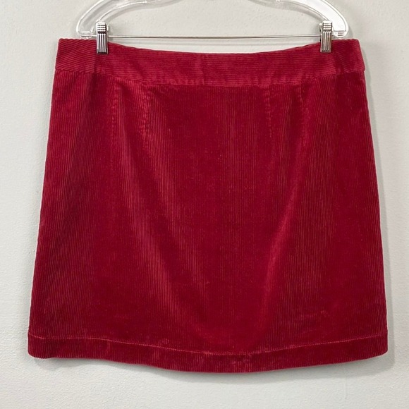 LOFT Dresses & Skirts - Loft Corduroy Mini Skirt Size 14 Dark Red Preppy Twee Holiday French Classic Y2K